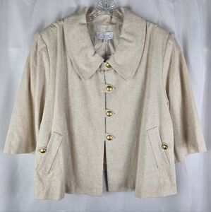 Charmed Nancy Rose Linen Blend Gold Metallic Career Blazer Jacket Plus Size 3X